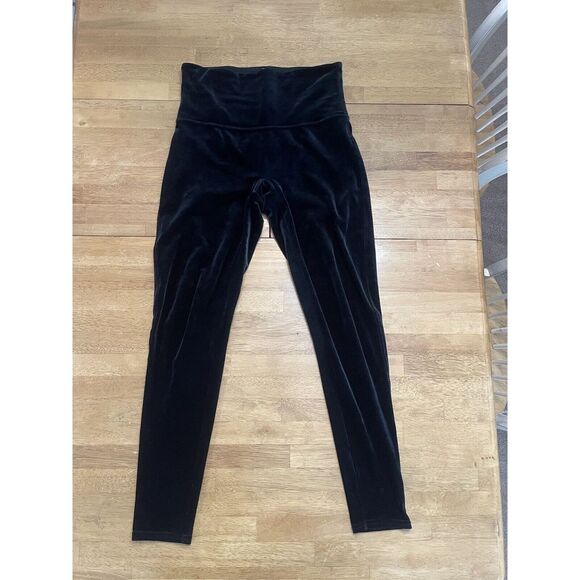 Spanx Womens High Waisted  Velvet Leggings Size‎ L Black Pull On Slimming - Picture 1 of 7